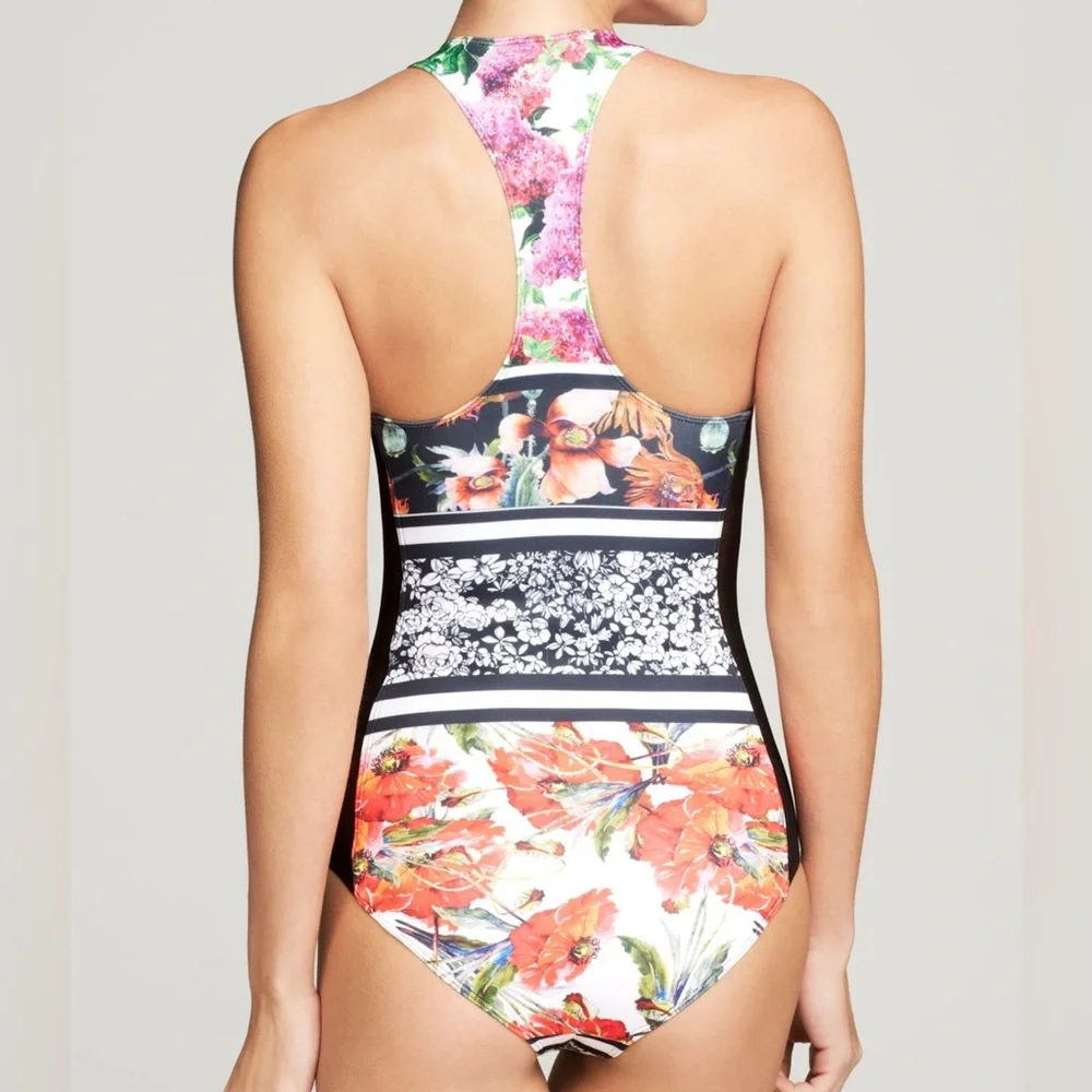 Clover Canyon Floral Garden Scarf Front Zip One Piece